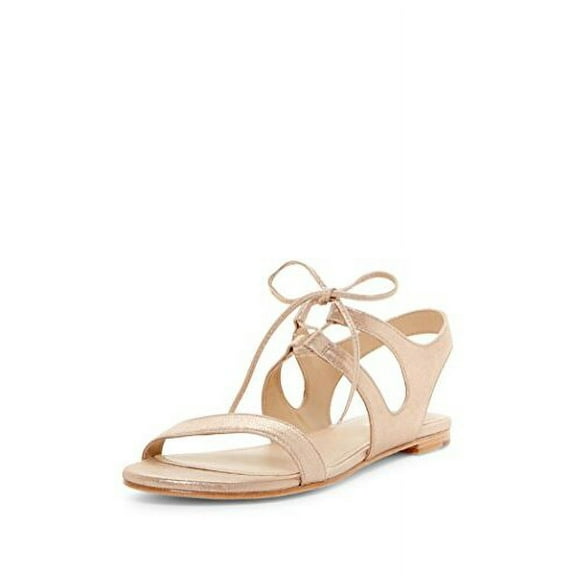 Pour La Victoire Lacey Strappy Open Toe Lace-Up Block Heel Leather Copper Sandal (6.5)