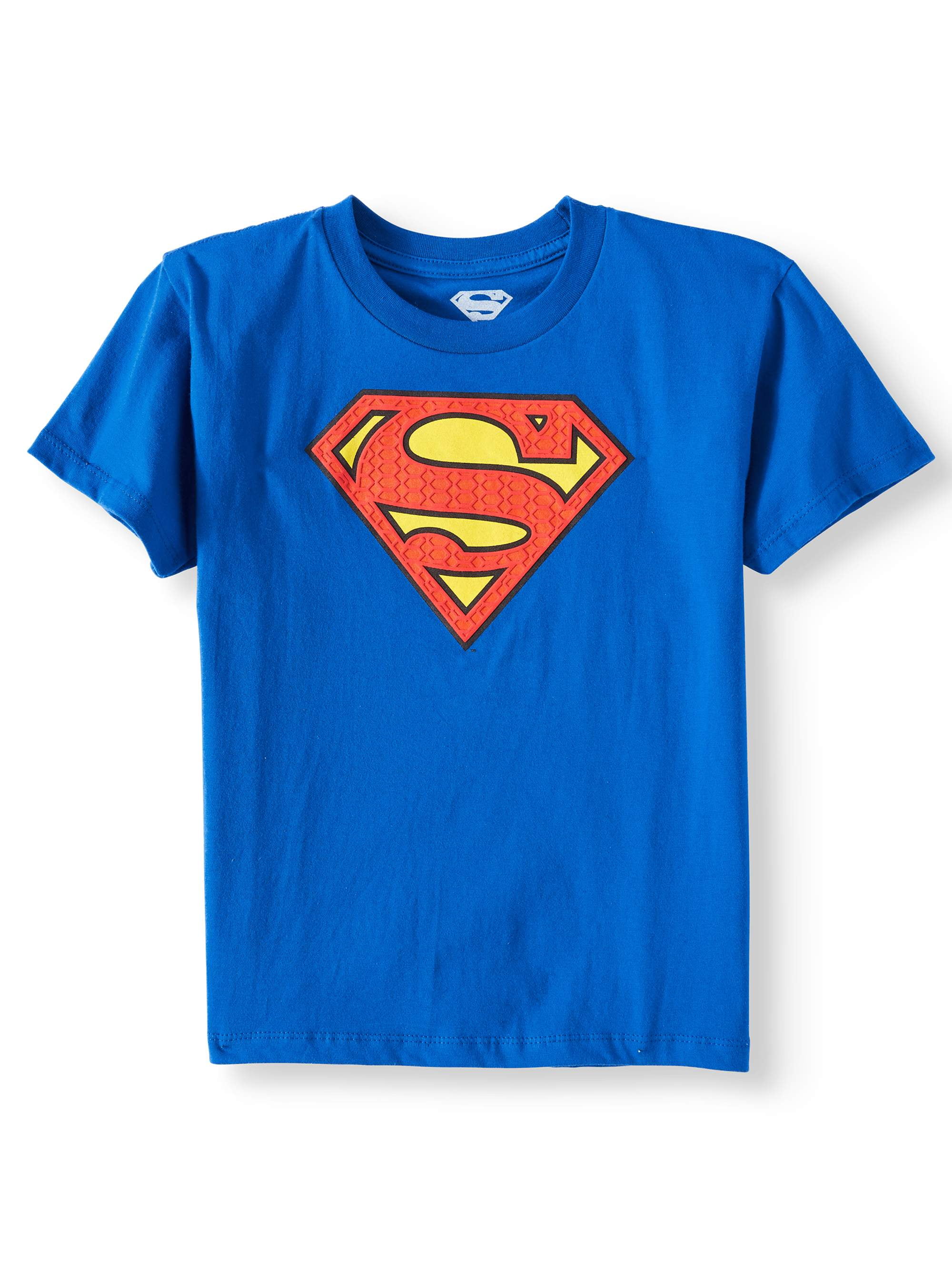 BOYS DC COMICS BLUE SUPERMAN CAPE SHORT SLEEVE CREW NECK TEE SHIRT T-SHIRT TOP 