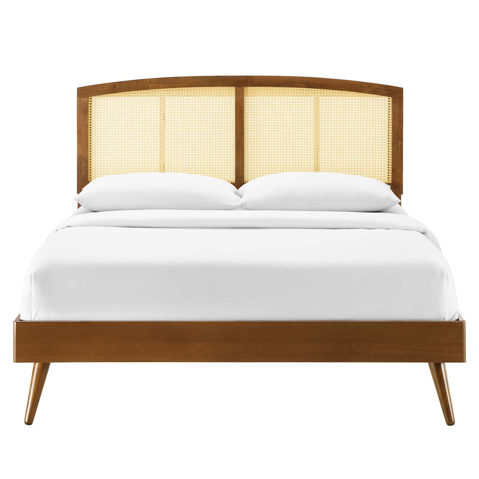 Platform Bed Frame, King Size, Wood, Brown Walnut, Modern Contemporary Urban Design, Bedroom Master Guest Suite