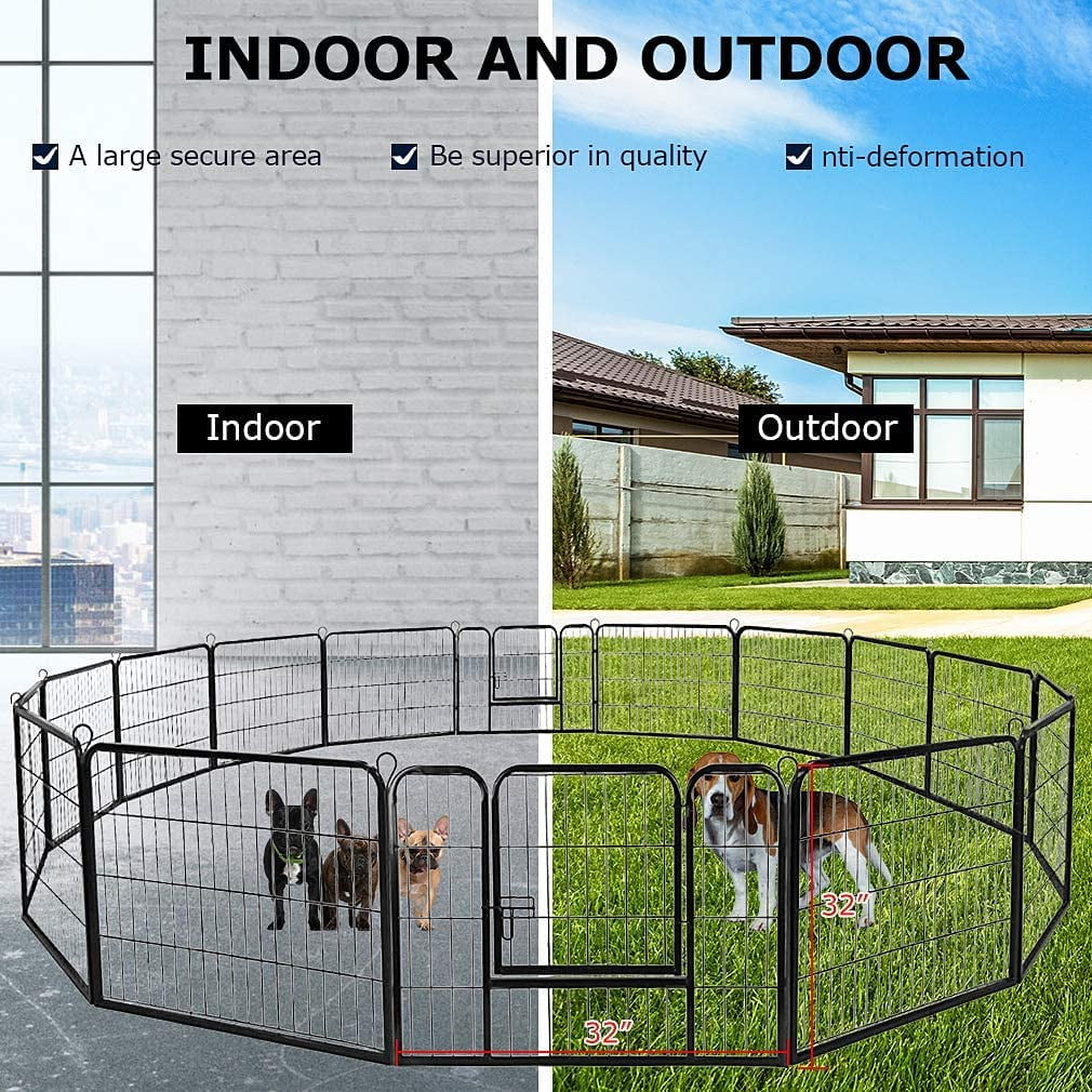BestPet Dog Playpen Pet Dog Fence 32"Height 16 Panels Metal Dog Pen