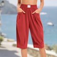thumbnail image 2 of MLCDZ Womens Long Shorts Below The Knee Elastic High Waisted Pleated Casual Summer Loose Fit Shorts with Pockets Beach Vacation Travel Short Pants, 2 of 8