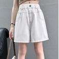 thumbnail image 6 of Rggeeun Baby Girls Jean Shorts Elastic Waist With Side Pockets Loose Fit Above Knee Breathable For Summer Everyday Use Cozy Bottoms,White,7-8 Years, 6 of 8