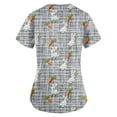 thumbnail image 2 of Easter Shirts for Women Plus Size Fun Print Short Sleeve V Neck Stretchy Holiday Nurse Working Uniform Scrub Top with Pocket Light Gray XXL, 2 of 4
