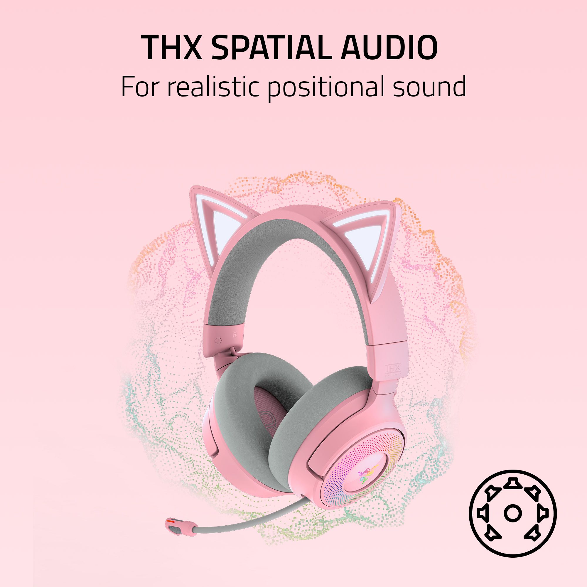 Razer Kraken Kitty V3 Pro Wireless RGB Kitty Headset for Gaming and Streaming, Quartz