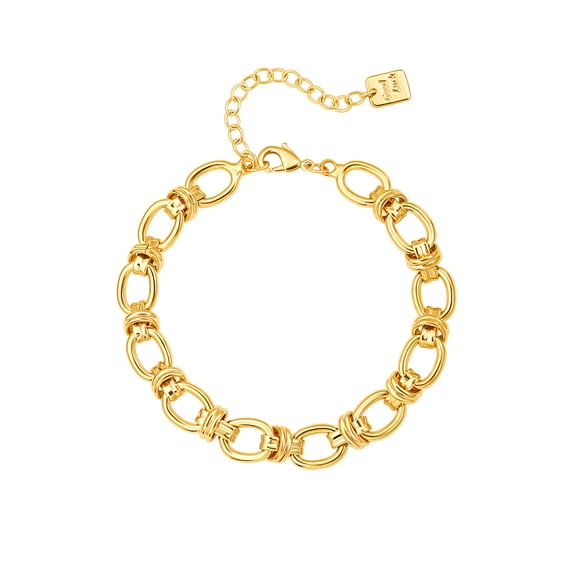 CANEVINKA Dainty 18K Gold Plated Chunky Oval Chain Bracelet for Women Adjustable Link Bracelet Layering Jewelry