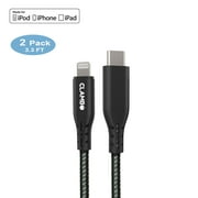 [2-Pack] Apple Mfi Certified Lightning to USB C Type C iPhone Charger Charging Cable Cord 3.3 feet 3.3' for iPhone iPad - Black