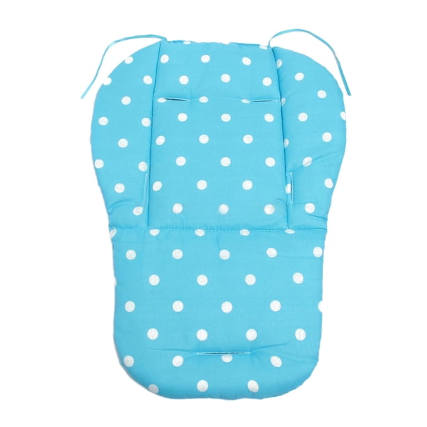Asiento Cochecito para Bebé Cojín para Silla Paseo Alfombrilla Algodón Punto Blanco Azul