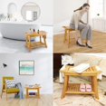 thumbnail image 3 of VVW Bamboo Shower Bench with Handles, Waterproof Shower Stool for Inside Shower, Bathroom Stools 2-Tier Spa Seat for Adults Elderly (Beige), 3 of 5