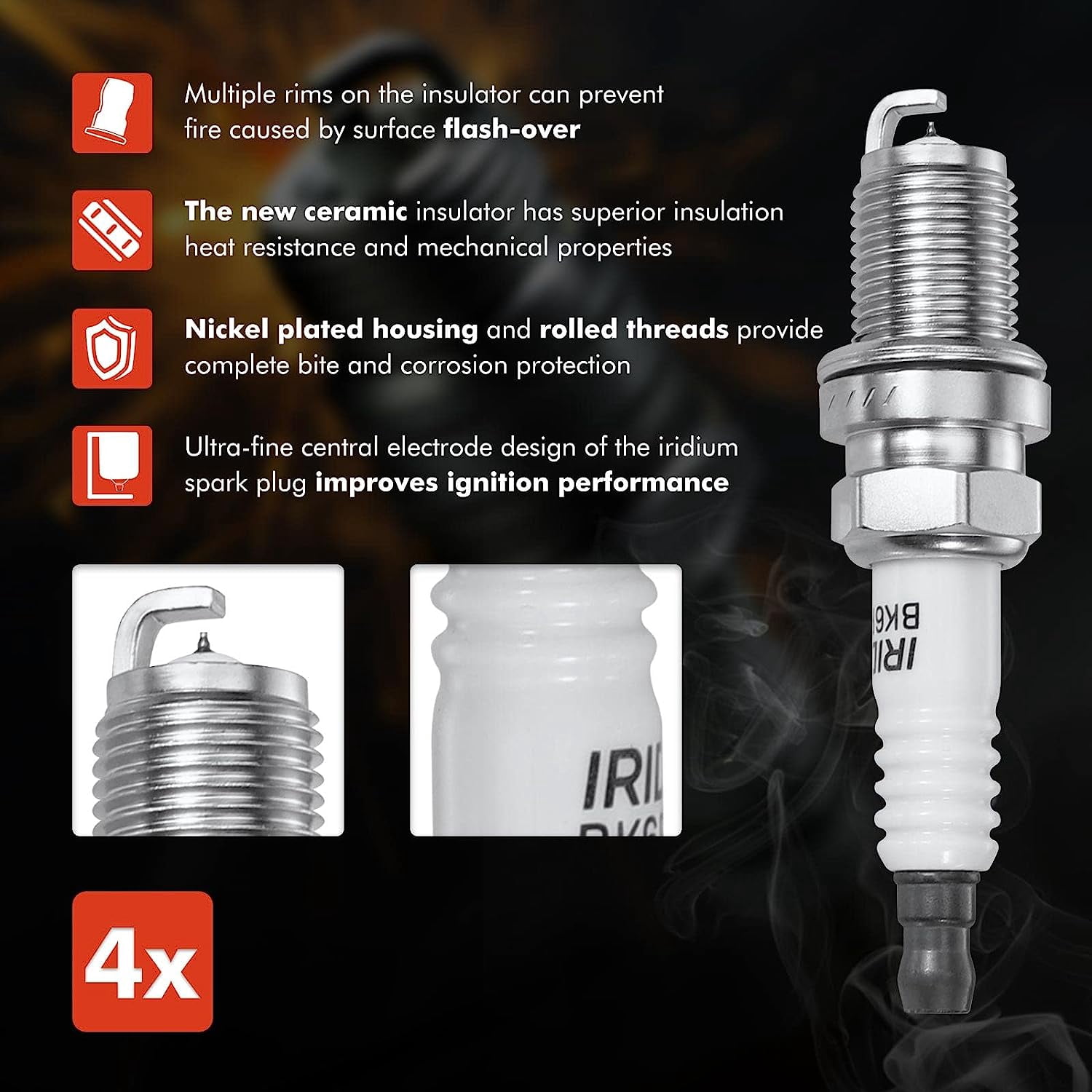 A-Premium Set of 4 Ignition Coil Pack and Iridium Spark Plugs Compatible with Honda Fit 2009-2014, CR-Z 2011-2016, City 2010-2016, 1.5L ELECTRIC