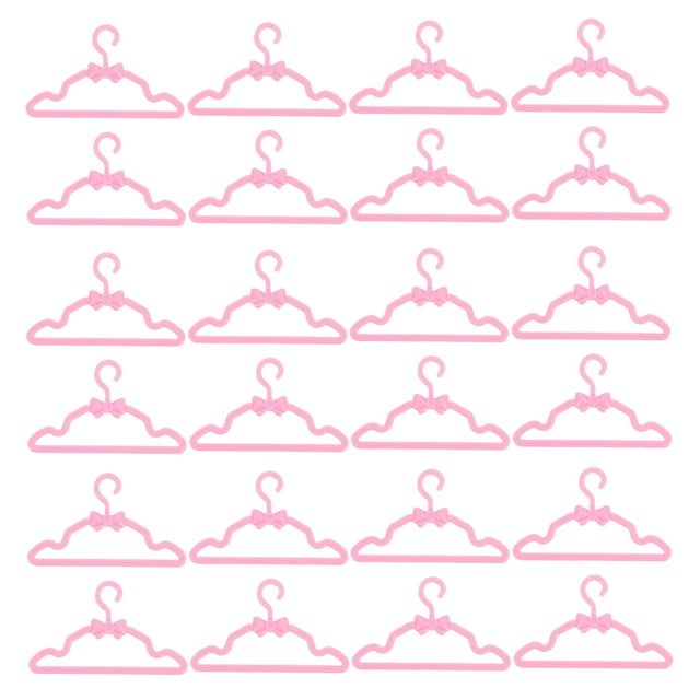 100 perchas de pajarita en miniatura para ropa, perchas para niños, de madera, de plástico rosa para niñas.