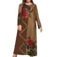 thumbnail image 2 of LSLJS Plus Size Women Casual Loose Printed Long-sleeve Crew-Neck Dress, 2 of 5