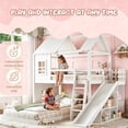 thumbnail image 3 of Bellemave Twin Over Full Bunk Bed with Slide and Storage Shelves, Wooden House-Shaped Bunk Beds with Wardrobe, L-Shape Floor Bunk Bed Frame with Inclined Ladder for Kids（White), 3 of 9
