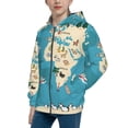 thumbnail image 2 of Pofeuu World Map With Animal Print Teenage Zipper Hoodie Sweatshirts Hooded Casual Jackets With Pocket For Boys Girls-Small, 2 of 6