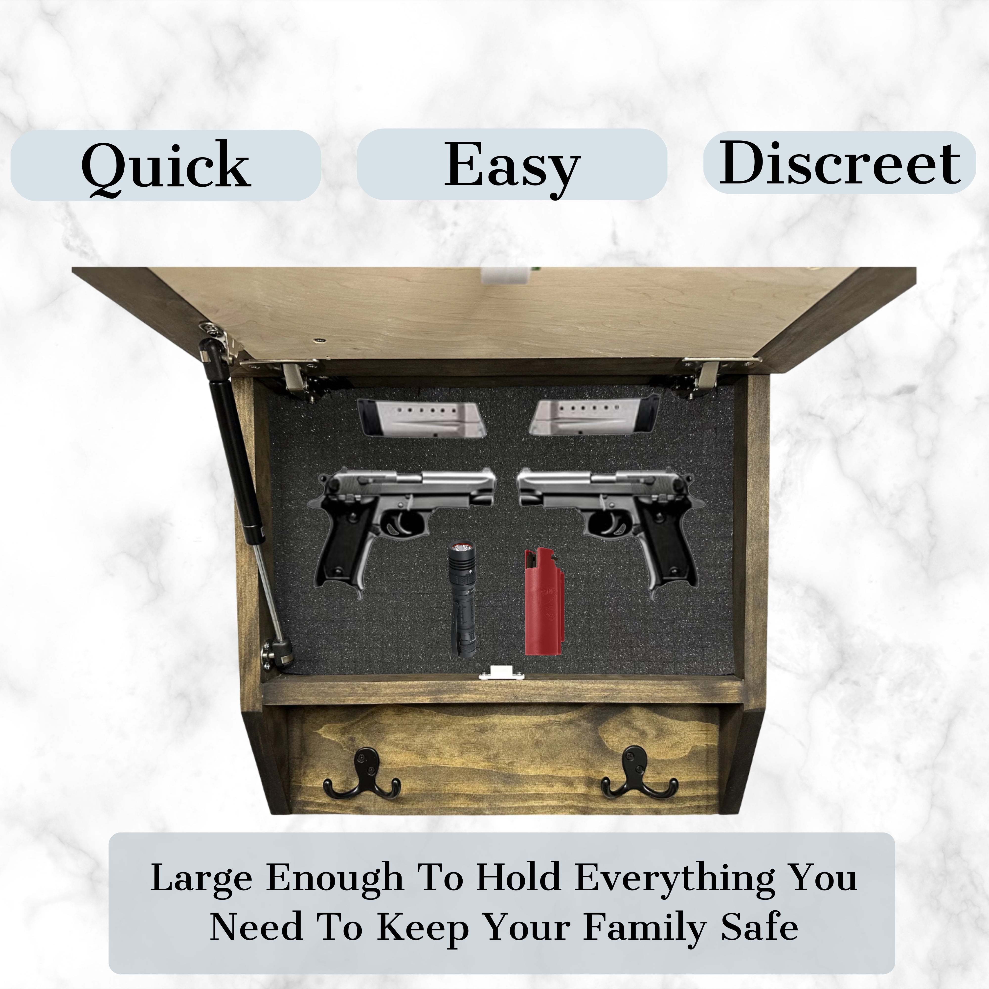 Bellewood Designs Wall Mounted Gun Cabinet Coat Rack - Wall Decor, Hidden Firearm Concealment Furniture, Deer Hunter Gift
