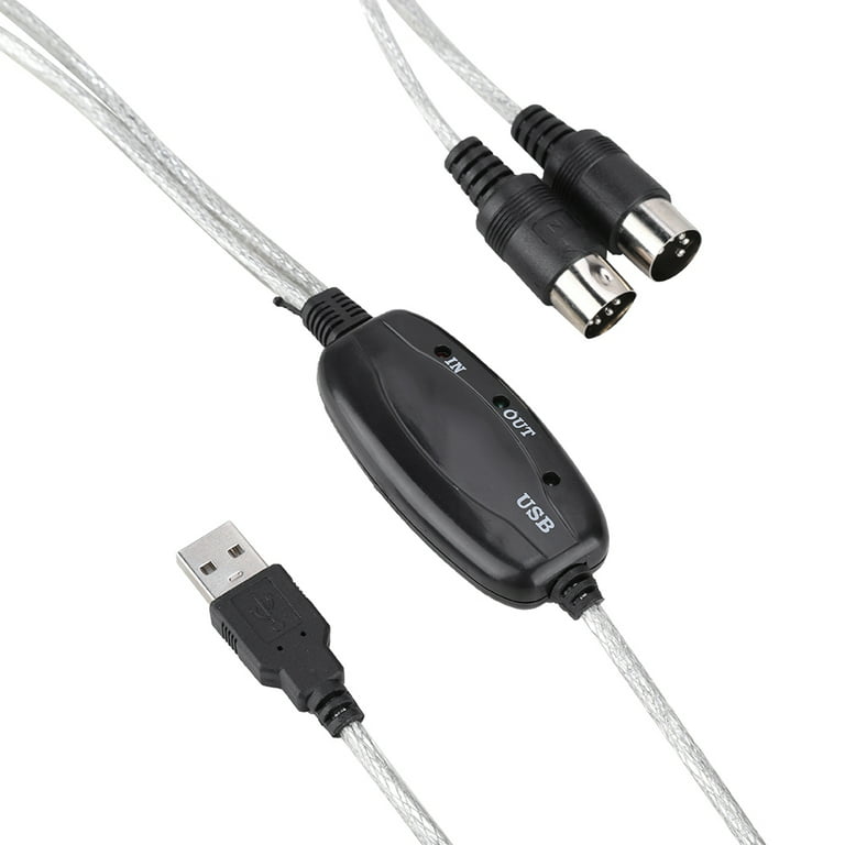 MIDI To USB Cable, Cord Keyboard USB To MIDI Interface Adapter MIDI Cable,  For True Plug & Play 
