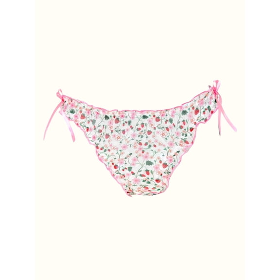 Milanblocks Summer Floral Fantasy Coquette Mesh Panty Set - PINK - S
