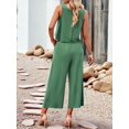 thumbnail image 6 of Women'S Summer 2 Piece Outfits Set Round Neck Sleeveless Tank Crop Top Wide Leg Pants Set with Pockets Green L, 6 of 9