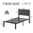 thumbnail image 4 of Bed Frame with Headboard Linen Upholstered, All Metal Slats Support Platform, Twin, Grey, 4 of 7
