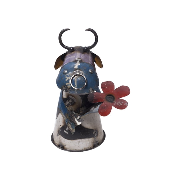 De Kulture Works Iron Cow With Flower Collectible Figurine Fence Topper Decoration