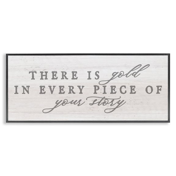 Stupell Industries Traditional Gold In Your Story Inspirational Motivating Typography Black Framed Giclee Art, 24 x 10, by Lil' Rue