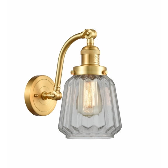 Innovations 515-1W-SG-G142-LED Chatham 1 Light Sconce part of the Franklin Restoration Collection, Satin Gold