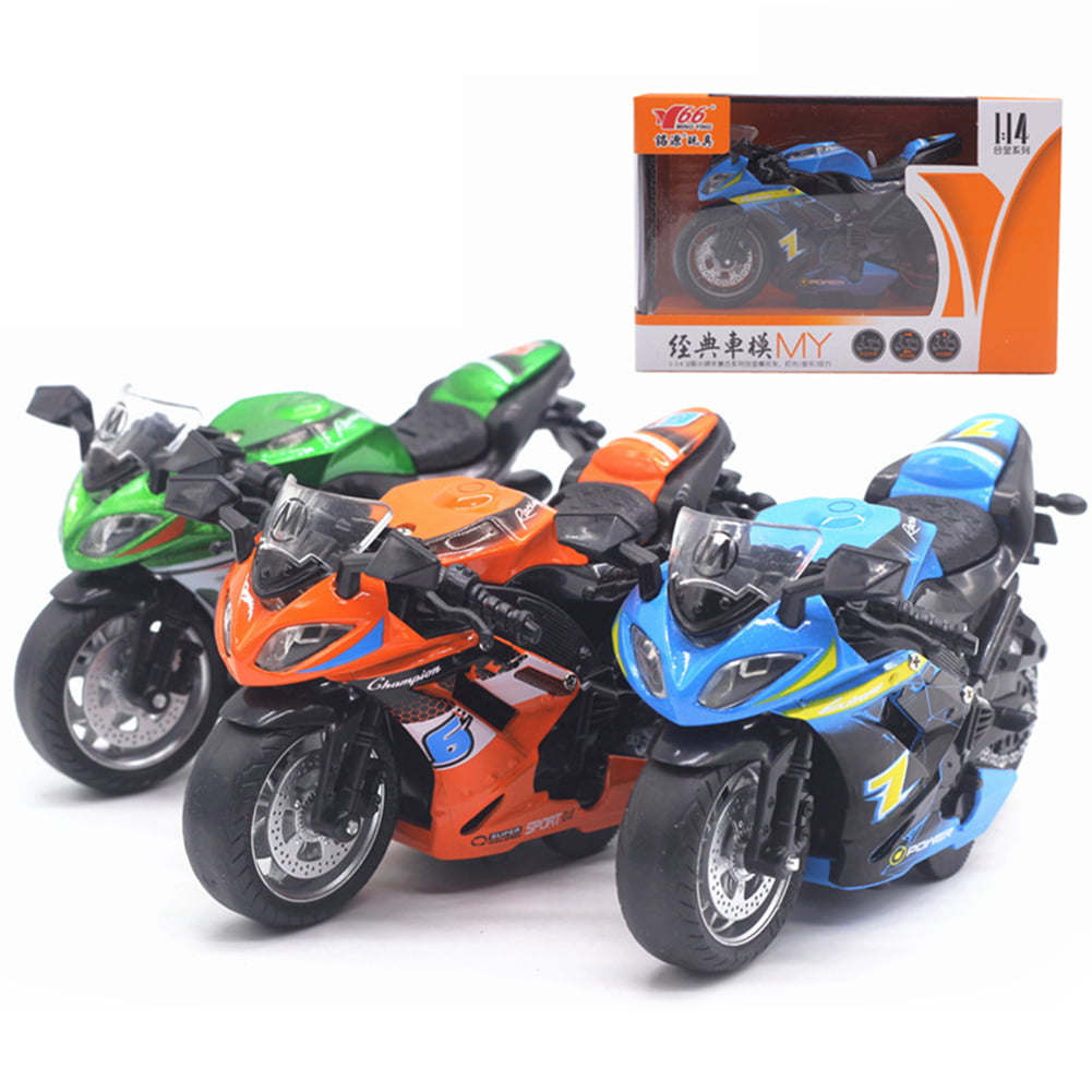 SunYueY 1/14 Simulation Motorcycle Pull Back Model with LED Music Learning Kids Toy,Perfect Intellectual Toy Gift Set Blue