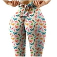 thumbnail image 3 of YUEHUA Women's High Waist Bow-Tie Yoga Leggings, Tummy Control Butt Lifting Printed Pants, Stretchy Compression Workout Tights with Waist Cutout, 3 of 5