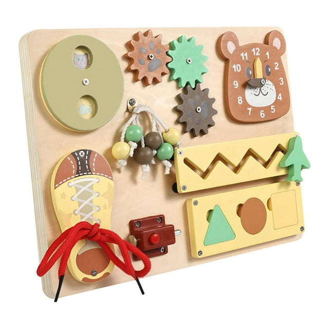 Tablero de actividades para niños, juguete sensorial de madera, juguete educativo para preescolares, bebés, vacaciones, niños pequeños, niñas.