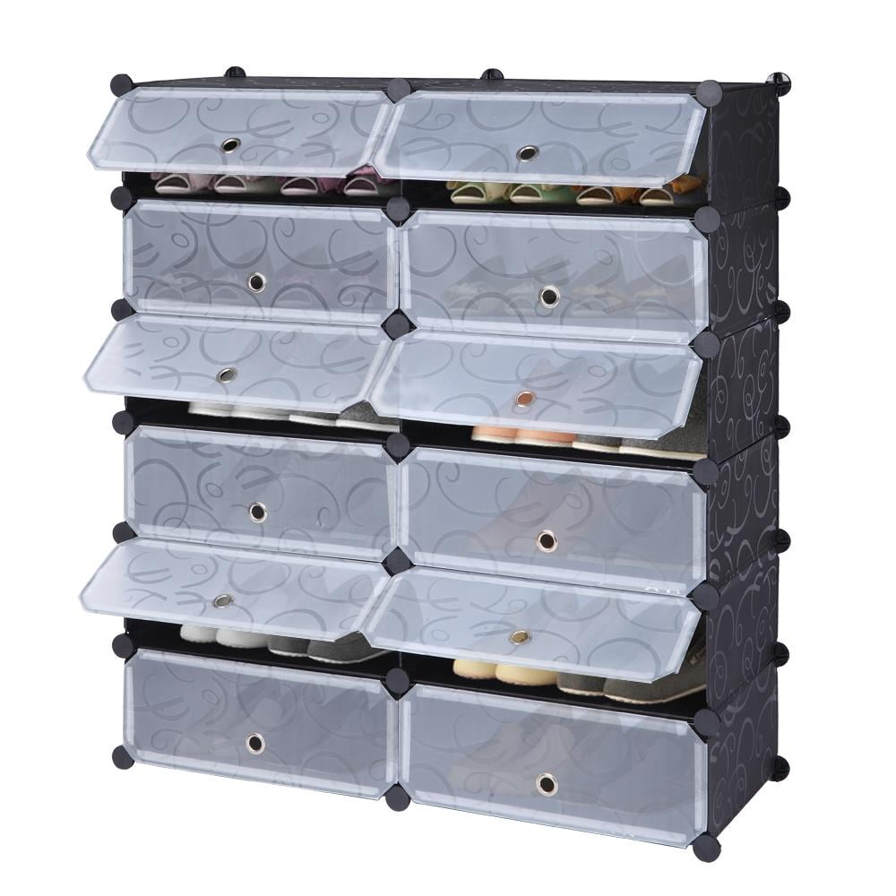 Storage Shelves with Doors modular organizer 6 Cubes Plastic Closet Cabinet 