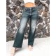 thumbnail image 3 of Jeans rectos para mujer Casual Raw Edge Mid Rise Pull On Jeans 2023 Trendy Navy XX-Large, 3 of 5
