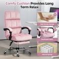 thumbnail image 4 of Homhum Velvet Executive Chair, Ergonomic Office Chair with Footrest, Pink, 4 of 10