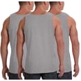 thumbnail image 2 of ToBeInStyle Men's Pack of 3 Cotton Muscle Tank Tops - HeatherGrey - Small, 2 of 2