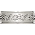 thumbnail image 3 of Stainless Steel Brushed/Polished Scroll Design 9mm Ridged Edge Band (Size 8.5) Made In China sr160-8.5, 3 of 5