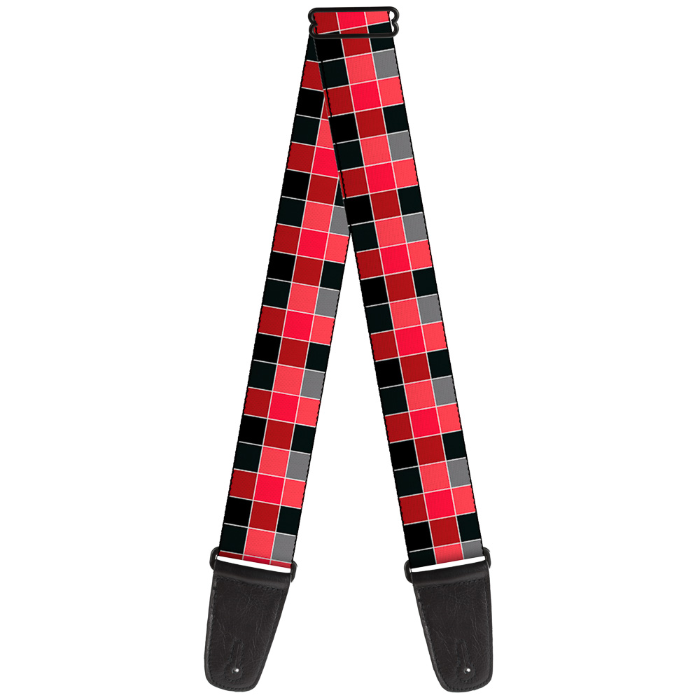 Buckle-Down Guitar Strap, Checker Mosaic Red, 2 Inches Wide