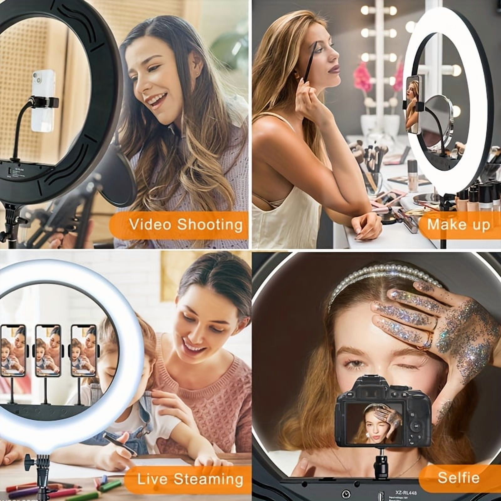 18-Inch Ring Light with Stand, LED Ring Light, with Bag And Mobile Phone Holder, for Smartphone Camera Photography, Live Broadcast, Selfie, Makeup, Studio Photo And Video Recording