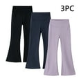 thumbnail image 2 of 3 Pack Girls Flare Leggings Soft Stretch Spandex High Waisted Yoga Casual Bell Bottom Bootcut Pants (8 Years, A-3PCS), 2 of 7