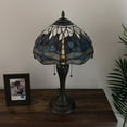 thumbnail image 6 of Tiffany Table Lamp Dragonfly Blue Stained Glass Included LED Bulbs for Living Room Bedroom Bedside 12"W*12"D*22"H, 6 of 8