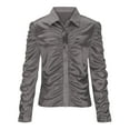 thumbnail image 7 of Timegard Button down Shirts for Women Ruched Puff Long Sleeve Blouse Work Casual Slim Fitting Tops Fashion, 7 of 7
