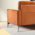 thumbnail image 2 of Modern Orange Velvet Sofa 220×80×75cm with Metal Legs, 2 of 10