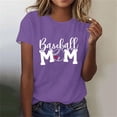 thumbnail image 1 of Meichang T-Shirts Baseball Mom pour Femmes T-Shirts Drôles Baseball Mom Graphique Manches Courtes Hauts Col Rond Blouses Décontractées Mother's Day Tops Jour de Match Violet TG, 1 of 4