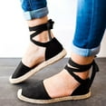 thumbnail image 7 of Yuanlong Women's Sandals Square Closed Toe Espadrille Flats Sole Sandals Lace Up Tie Ankle Strap Casual Outdoor Summer Shoes, 7 of 7