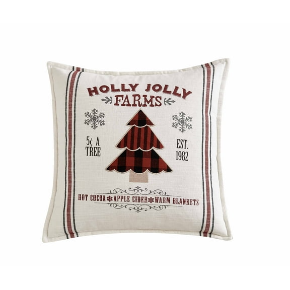 Mainstays Holiday Tree Farm Square Decorative Throw Pillow, 18" x 18", 1pc