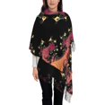 thumbnail image 1 of Women's Fashion Tassel Scarf, Black Vintage Texture Long Shawl, Lightweight and Warm, 1 of 9