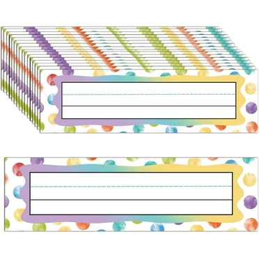 9.5X3 inch Colorful Dot Classroom Desk Toppers Nameplates Student Desk Tags 24pcs Confetti Desk Name Tags