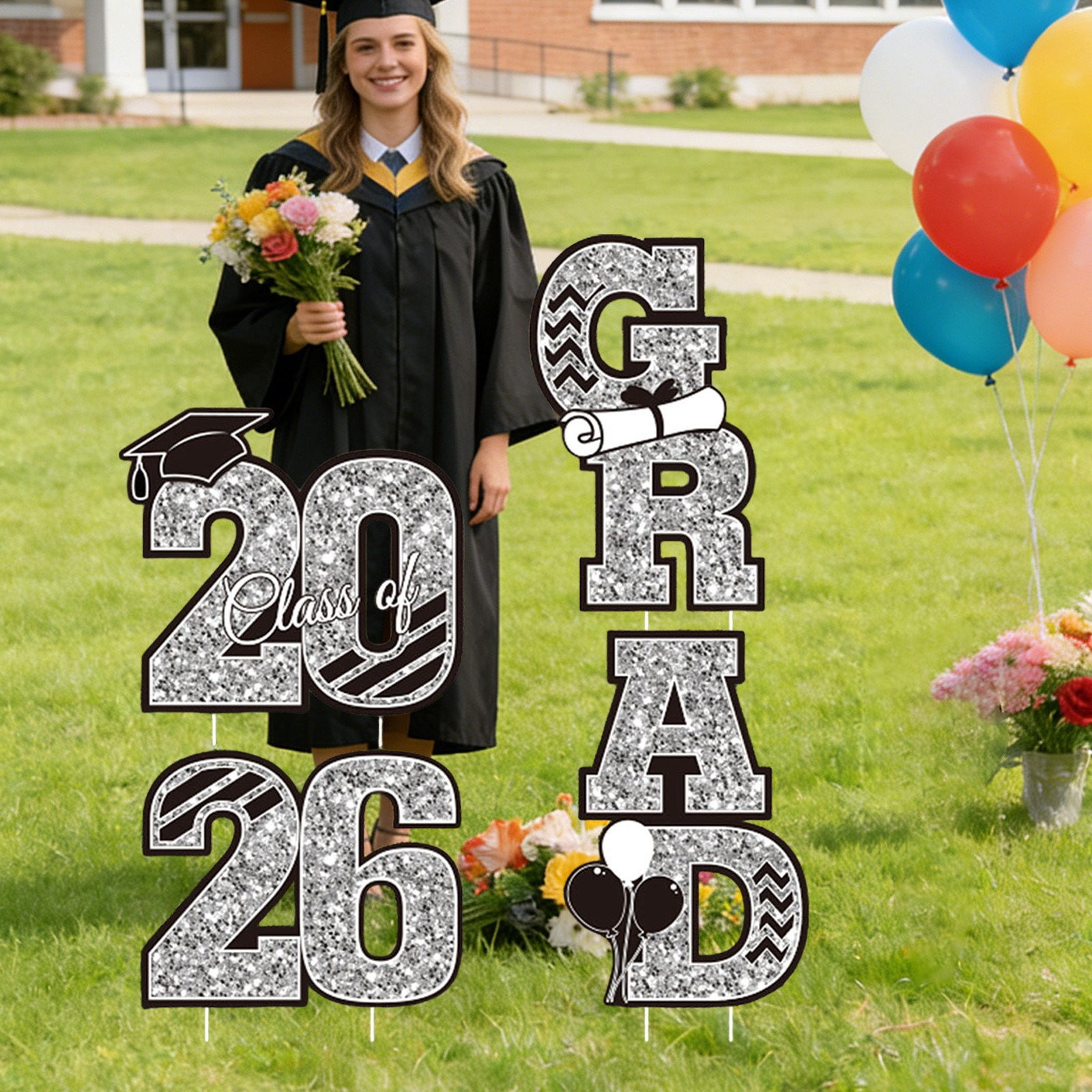 2026 Graduation Yard Sign With Stake Class Of 2026 Outdoor Grad Decor Congrats Grad Garden Sign Graduation Lawn Sign For High School College Grad Party Outdoor Decoration