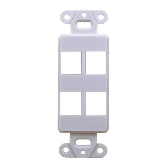White 4-Port Decora Keystone Jack Wall Insert HDMI, Cat5/6, USB and DisplayPort 