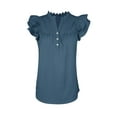 thumbnail image 5 of Weardear Women's V Neck Lace Crochet Shirts Button Down Short Sleeve Casual Blouse Tops, 5 of 6