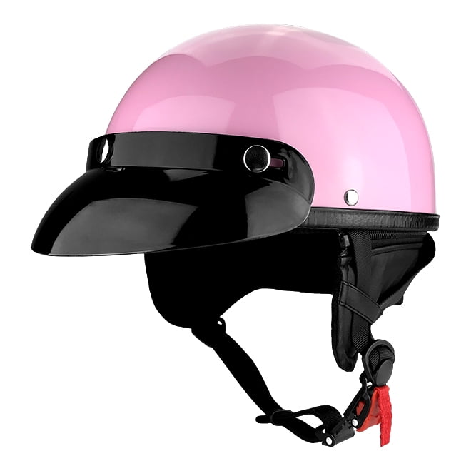 LowProfile Motorcycle Half Helmet Gloss Pink Motorcycle Helmet