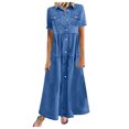 thumbnail image 4 of Pisexur Robes pour Femmes Mode Été Décontractée Jupe en Denim Multi-Boutons Jupe en Denim Multi-Poches, 4 of 5