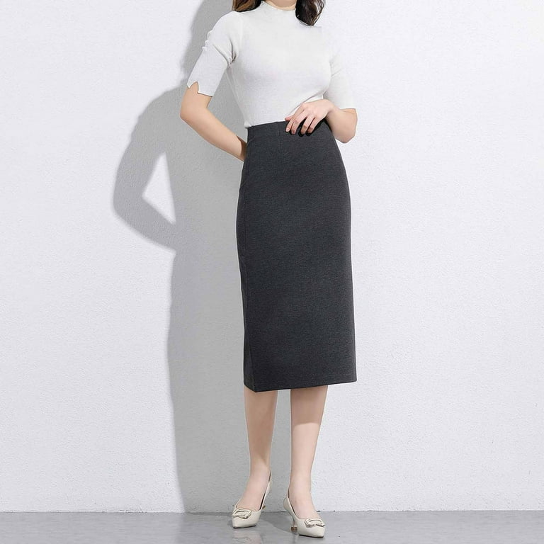 Arnsht Women's Solid Color Basic Stretch Pencil Skirt Slim Elegant